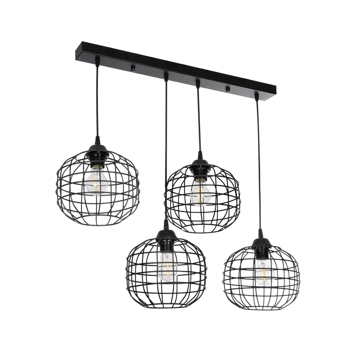 GloboStar® PULSAR 201-0103 Vintage Κρεμαστό Φωτιστικό Ράγα Πολύφωτο 4 x E27 IP20 Μαύρο Μέταλλο - Μ80 x Π22 x Υ46cm GloboStar® PULSAR 201-0103 Vintage Κρεμαστό Φωτιστικό Ράγα Πολύφωτο 4 x E27 IP20 Μαύρο Μέταλλο - Μ80 x Π22 x Υ46cm