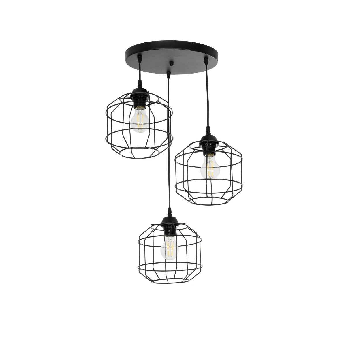 GloboStar® RAYNO 201-0108 Vintage Κρεμαστό Φωτιστικό Πλέγμα Τρίφωτο 3 x E27 IP20 Μαύρο Μέταλλο - Μ42 x Π42 x Υ60cm GloboStar® RAYNO 201-0108 Vintage Κρεμαστό Φωτιστικό Πλέγμα Τρίφωτο 3 x E27 IP20 Μαύρο Μέταλλο - Μ42 x Π42 x Υ60cm