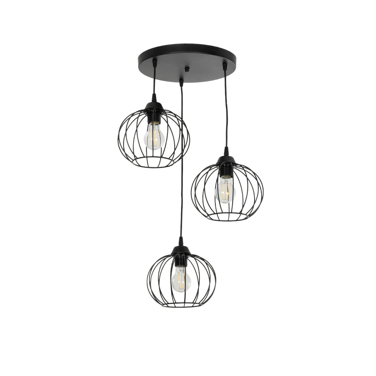 GloboStar® FLAMIA 201-0109 Vintage Κρεμαστό Φωτιστικό Πλέγμα Τρίφωτο 3 x E27 IP20 Μαύρο Μέταλλο - Μ44 x Π44 x Υ66cm GloboStar® FLAMIA 201-0109 Vintage Κρεμαστό Φωτιστικό Πλέγμα Τρίφωτο 3 x E27 IP20 Μαύρο Μέταλλο - Μ44 x Π44 x Υ66cm