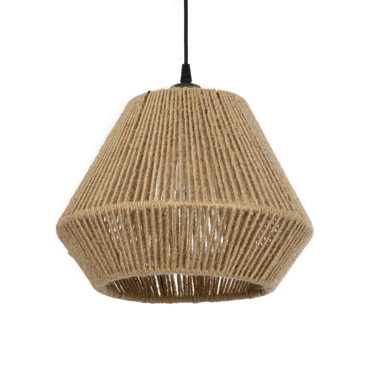 GloboStar® GLARO 201-0112 Vintage Κρεμαστό Φωτιστικό Καμπάνα Μονόφωτο 1 x E27 IP20 Μαύρο Μέταλλο με Μπεζ Σχοινί - Μ32 x Π32 x Υ30cm GloboStar® GLARO 201-0112 Vintage Κρεμαστό Φωτιστικό Καμπάνα Μονόφωτο 1 x E27 IP20 Μαύρο Μέταλλο με Μπεζ Σχοινί - Μ32 x Π32 x Υ30cm