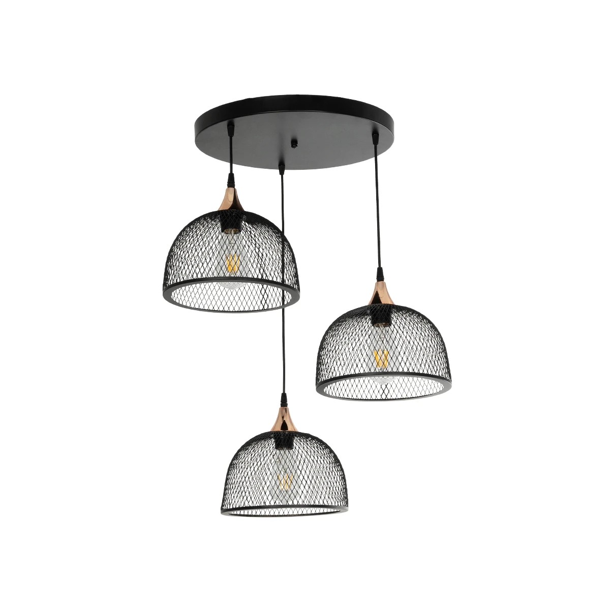 GloboStar® FLICKA 201-0113 Vintage Κρεμαστό Φωτιστικό Πλέγμα Τρίφωτο 3 x E27 IP20 Μαύρο Μέταλλο - Μ55 x Π55 x Υ65cm GloboStar® FLICKA 201-0113 Vintage Κρεμαστό Φωτιστικό Πλέγμα Τρίφωτο 3 x E27 IP20 Μαύρο Μέταλλο - Μ55 x Π55 x Υ65cm