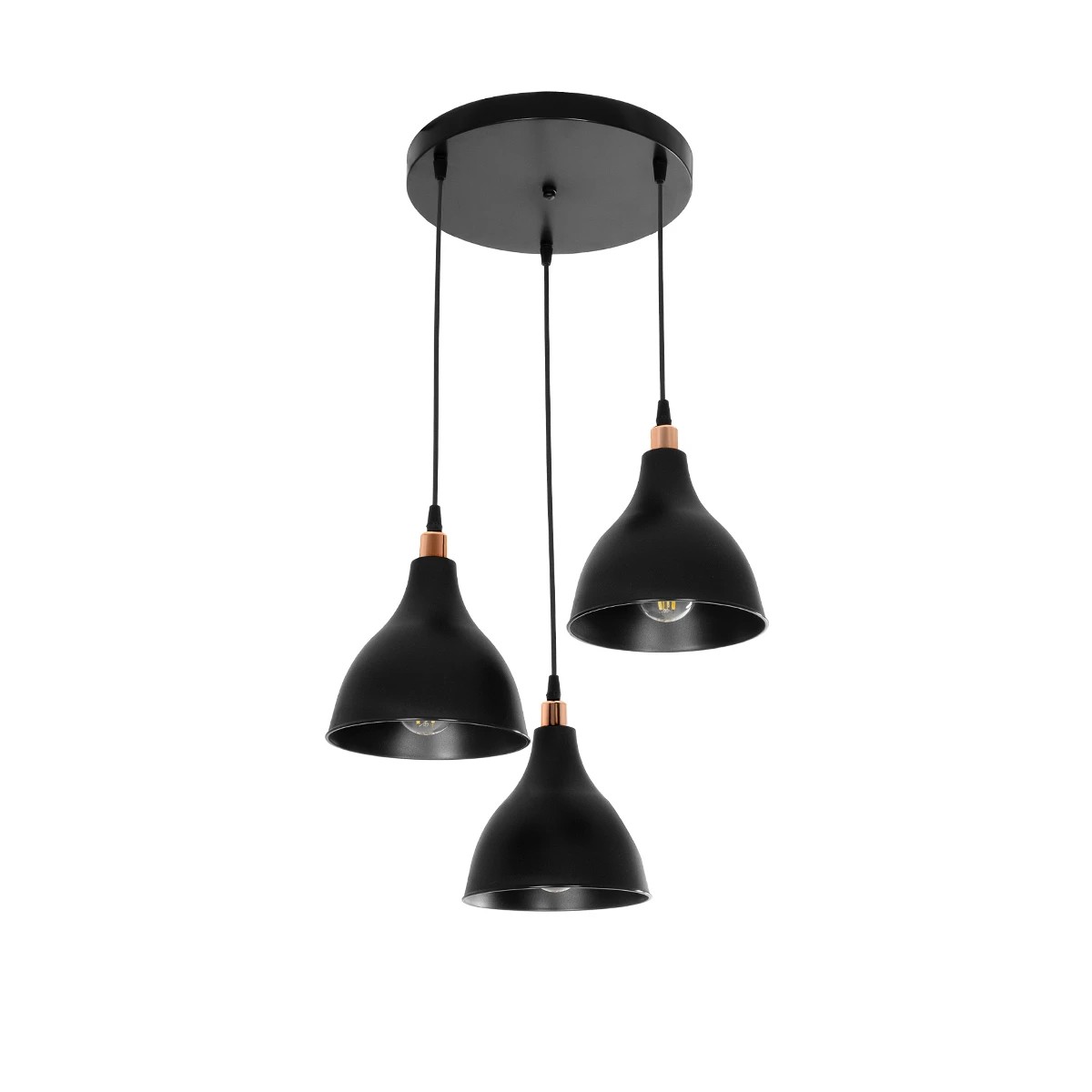GloboStar® RADE 203-0127 Vintage Κρεμαστό Φωτιστικό Καμπάνα Τρίφωτο 3 x E27 IP20 Μαύρο Πλαστικό - Μ40 x Π40 x Υ80cm GloboStar® RADE 203-0127 Vintage Κρεμαστό Φωτιστικό Καμπάνα Τρίφωτο 3 x E27 IP20 Μαύρο Πλαστικό - Μ40 x Π40 x Υ80cm