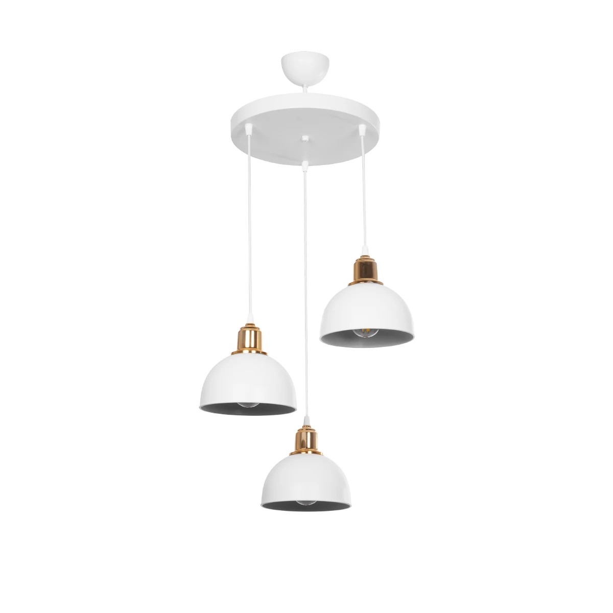 GloboStar® ΗUT 203-0148 Vintage Κρεμαστό Φωτιστικό Καμπάνα Τρίφωτο 3 x E27 IP20 Λευκό με Χρυσό Πλαστικό - Μ40 x Π40 x Υ76cm GloboStar® ΗUT 203-0148 Vintage Κρεμαστό Φωτιστικό Καμπάνα Τρίφωτο 3 x E27 IP20 Λευκό με Χρυσό Πλαστικό - Μ40 x Π40 x Υ76cm