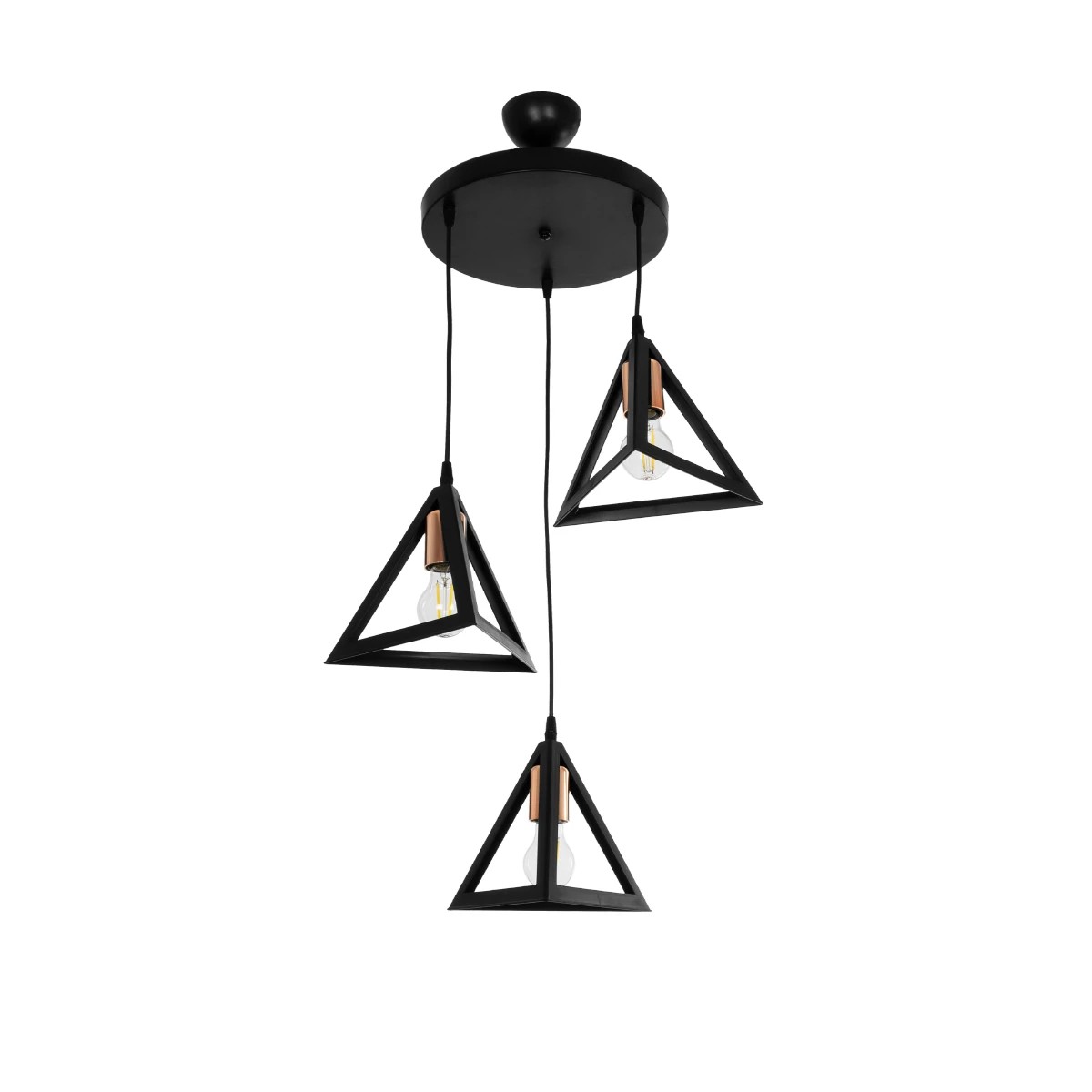 GloboStar® TRIANGLE 203-0162 Μοντέρνο Κρεμαστό Φωτιστικό Καμπάνα Τρίφωτο 3 x E27 IP20 Μαύρο με Χρυσό Πλαστικό - Μ50 x Π50 x Υ80cm GloboStar® TRIANGLE 203-0162 Μοντέρνο Κρεμαστό Φωτιστικό Καμπάνα Τρίφωτο 3 x E27 IP20 Μαύρο με Χρυσό Πλαστικό - Μ50 x Π50 x Υ80cm