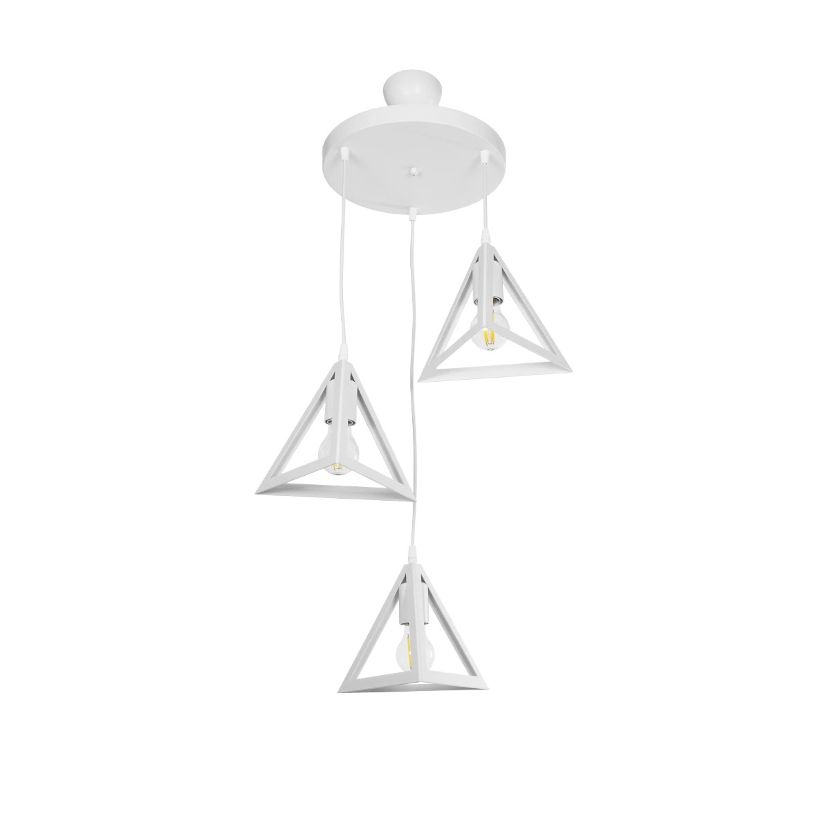 GloboStar® TRIANGLE 203-0164 Μοντέρνο Κρεμαστό Φωτιστικό Καμπάνα Τρίφωτο 3 x E27 IP20 Λευκό Πλαστικό - Μ50 x Π50 x Υ80cm GloboStar® TRIANGLE 203-0164 Μοντέρνο Κρεμαστό Φωτιστικό Καμπάνα Τρίφωτο 3 x E27 IP20 Λευκό Πλαστικό - Μ50 x Π50 x Υ80cm