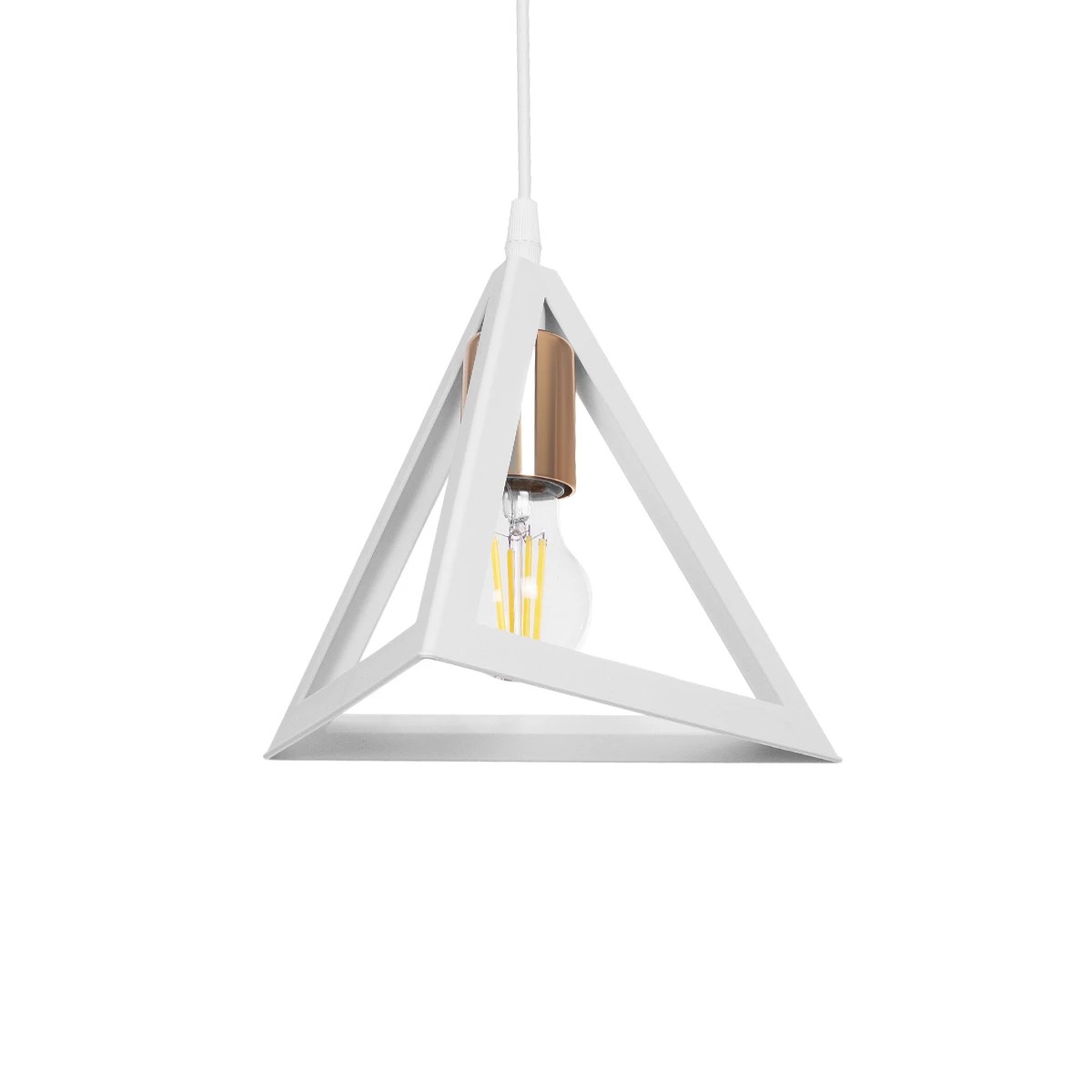 GLOBOSTAR® TRIANGLE 203-0165 Μοντέρνο Κρεμαστό Φωτιστικό Οροφής με Ντουί 1 x E27 AC 220-240V IP20 - Λευκό & Χάλκινο - Μ24 x Π24 x Υ22cm GLOBOSTAR® TRIANGLE 203-0165 Μοντέρνο Κρεμαστό Φωτιστικό Οροφής με Ντουί 1 x E27 AC 220-240V IP20 - Λευκό & Χάλκινο - Μ24 x Π24 x Υ22cm