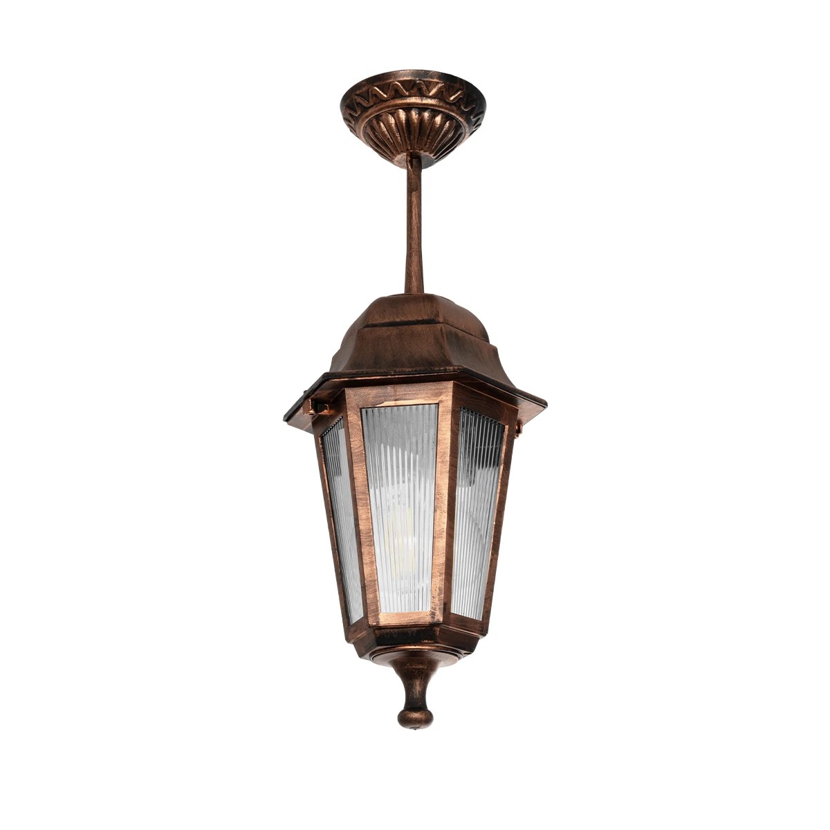 GloboStar® VITRO 203-0194 Vintage Κρεμαστό Φωτιστικό Φαναράκι Μονόφωτο 1 x E27 IP44 Χάλκινο Πλαστικό - Μ16 x Π16 x Υ48cm GloboStar® VITRO 203-0194 Vintage Κρεμαστό Φωτιστικό Φαναράκι Μονόφωτο 1 x E27 IP44 Χάλκινο Πλαστικό - Μ16 x Π16 x Υ48cm