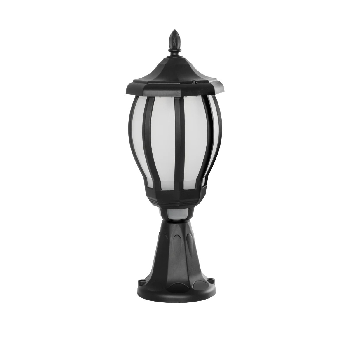 GloboStar® VERDI 203-0231 Vintage Επιδαπέδιο Φωτιστικό Φαναράκι Μονόφωτο 1 x E27 IP44 Μαύρο & Διάφανο Πλαστικό - Μ17 x Π17 x Υ47cm