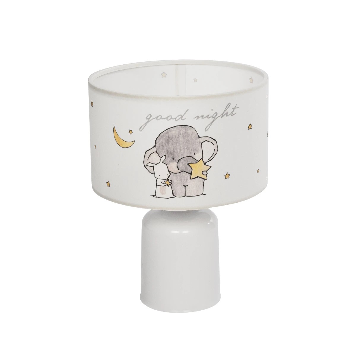 GloboStar® ELEPHANT 204-0025 Παιδικό Eπιτραπέζιο Φωτιστικό Πορτατίφ Μονόφωτο 1 x E27 IP20 Πολύχρωμο Ύφασμα με Λευκό Πλαστικό - Μ24 x Π24 x Υ32cm
