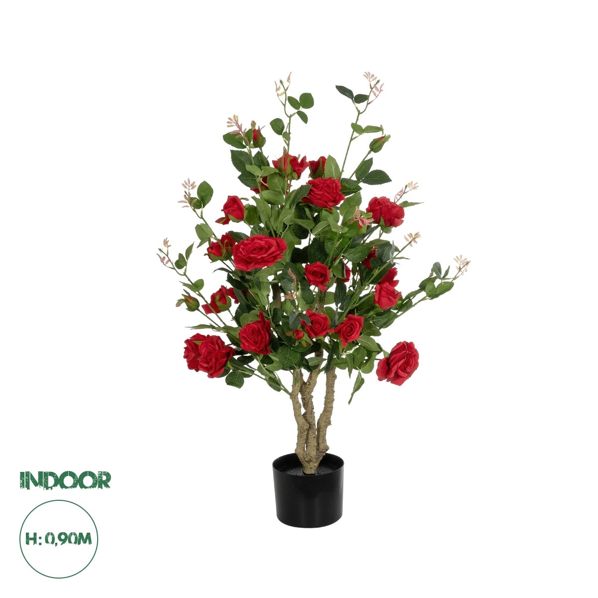 GloboStar® Artificial Garden RED ROSES 21070 Τεχνητό Διακοσμητικό Δέντρο Τριανταφυλλιά Μ50 x Π50 x Υ90cm