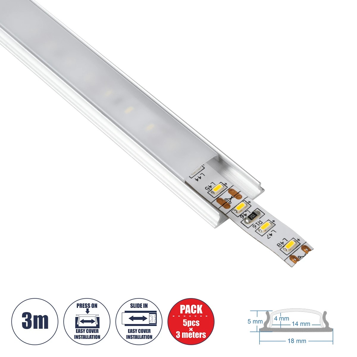 GloboStar® CURVED-PROFILE 70802-3M Προφίλ Αλουμινίου - Βάση & Ψύκτρα Ταινίας LED με Λευκό Γαλακτερό Κάλυμμα - Επιφανειακή Χρήση - Εύκαμπτο με Δυνατότητα Κυρτής Τοποθέτησης - Πατητό Κάλυμμα - Ασημί - 3 Μέτρα - Πακέτο 5 Τεμαχίων - Μ300 x Π1.8 x Υ0.5cm GloboStar® CURVED-PROFILE 70802-3M Προφίλ Αλουμινίου - Βάση & Ψύκτρα Ταινίας LED με Λευκό Γαλακτερό Κάλυμμα - Επιφανειακή Χρήση - Εύκαμπτο με Δυνατότητα Κυρτής Τοποθέτησης - Πατητό Κάλυμμα - Ασημί - 3 Μέτρα - Πακέτο 5 Τεμαχίων - Μ300 x Π1.8 x Υ0.5cm