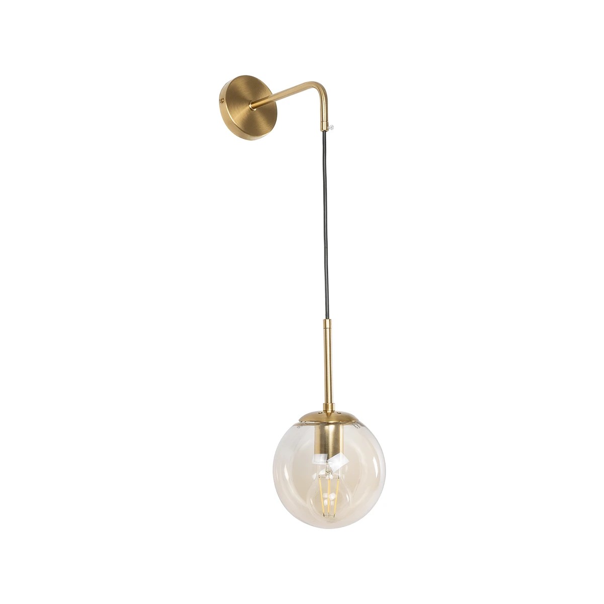 GloboStar® MADISON 01427 Μοντέρνο Επιτοίχιο Φωτιστικό Απλίκα Μονόφωτο 1 x E27 IP20 Χρυσό Μέταλλο με Μελί Γυαλί - Μ11 x Π17 x Υ25cm