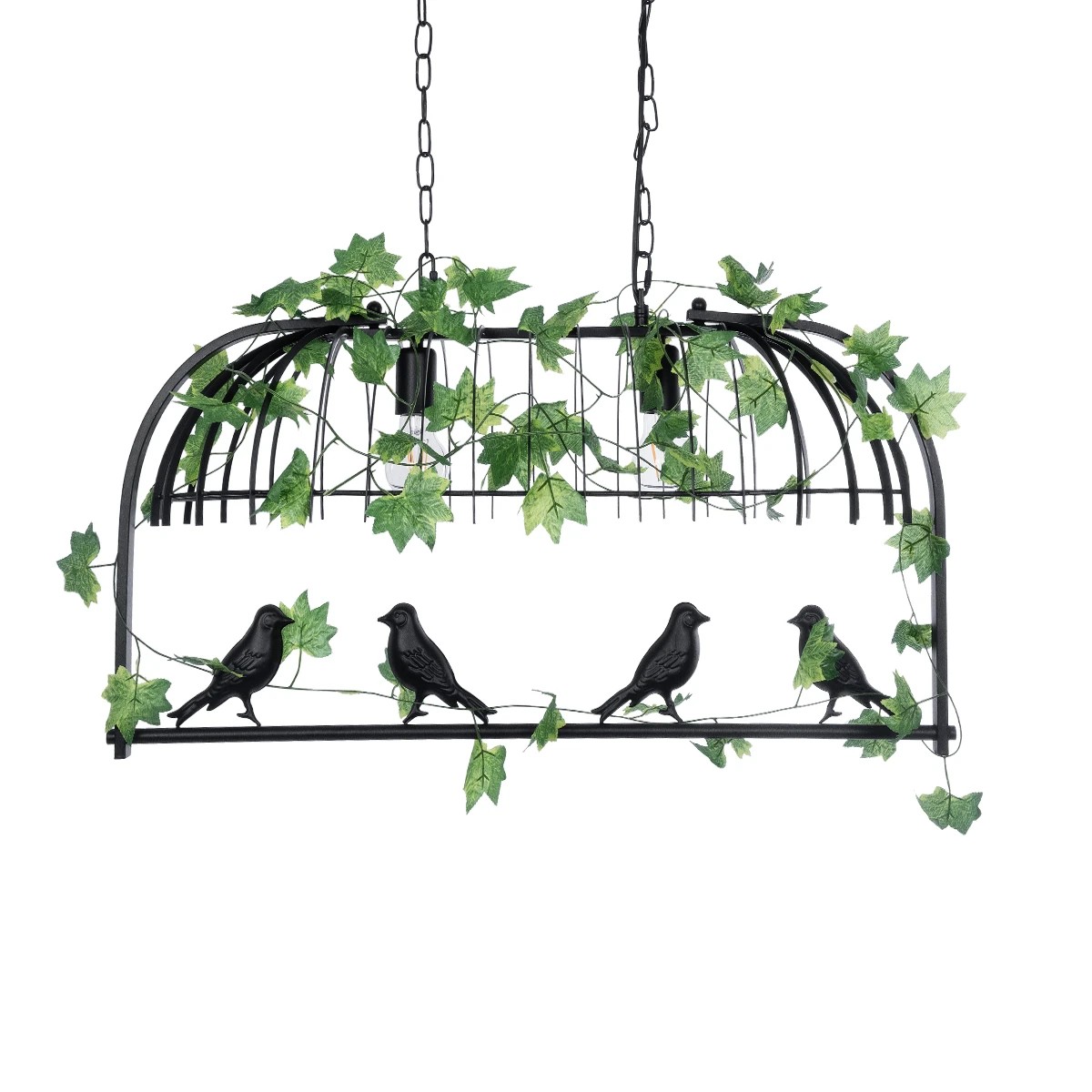 GLOBOSTAR® NEST 01643 Vintage Κρεμαστό Φωτιστικό Οροφής με Ντουί 2 x E27 AC 220-240V IP20 - Μαύρο & Πράσινο - Μ73.6 x Π37.5 x Y38cm