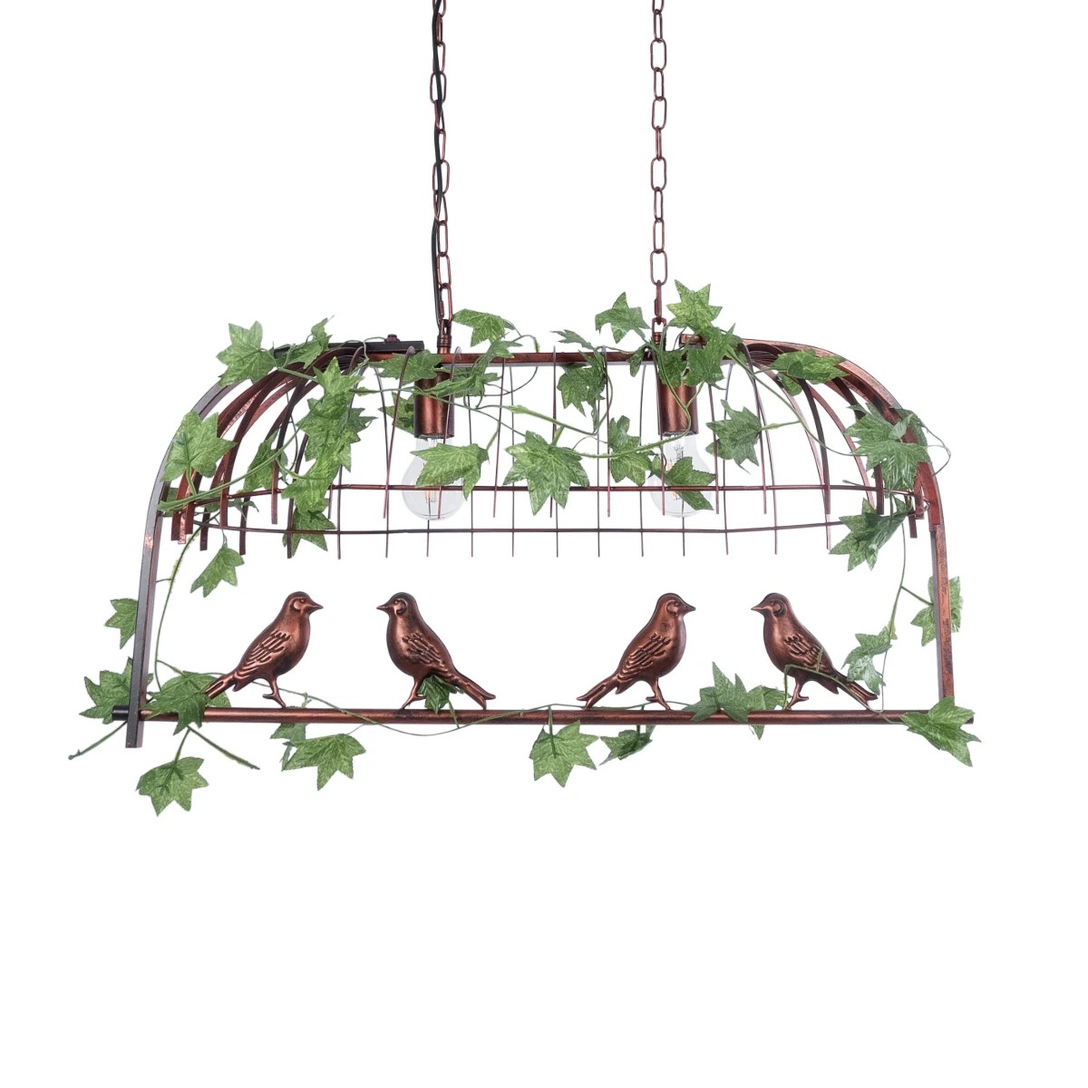 GLOBOSTAR® NEST 01645 Vintage Κρεμαστό Φωτιστικό Οροφής με Ντουί 2 x E27 AC 220-240V IP20 - Χάλκινο & Πράσινο - Μ73.6 x Π37.5 x Y38.5cm