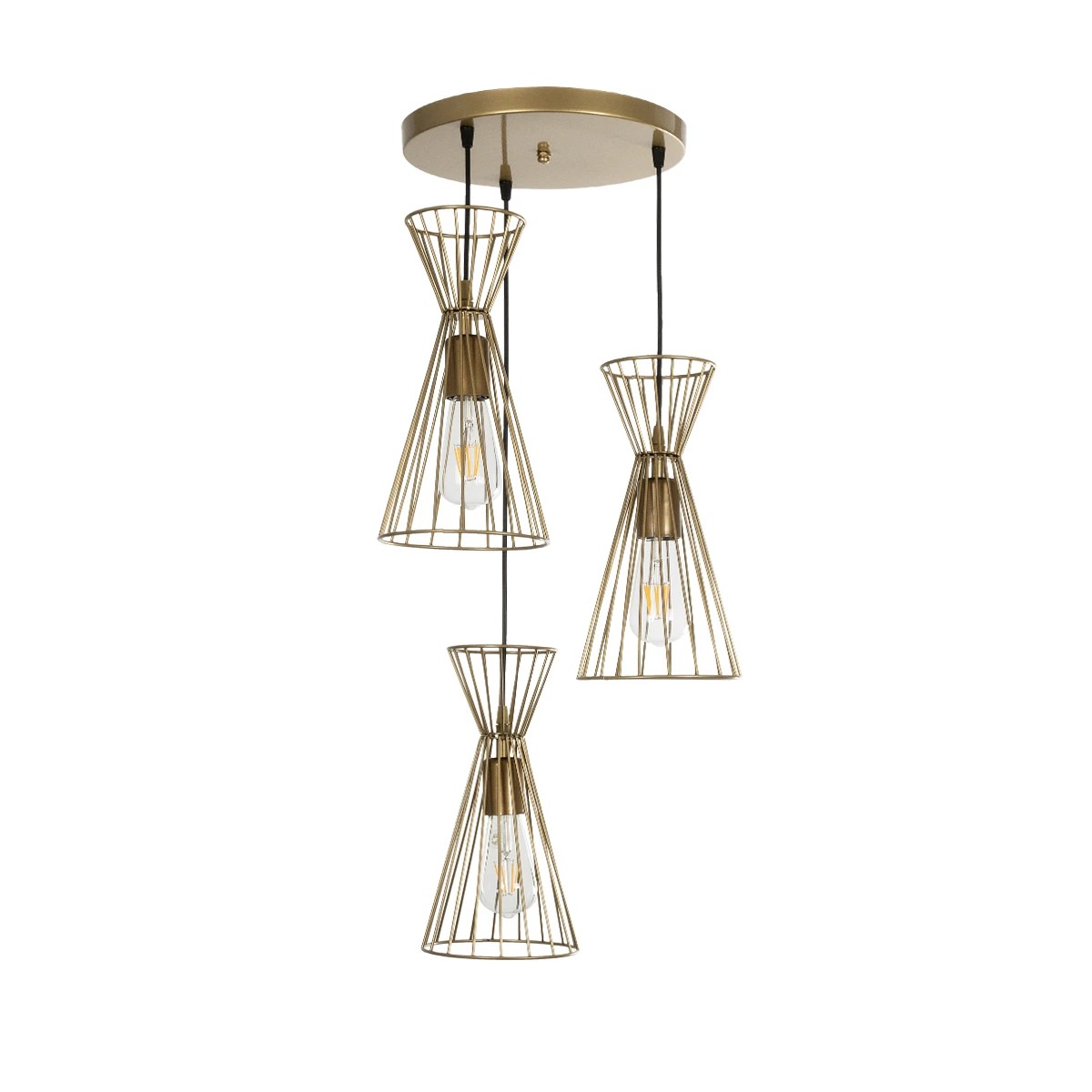 GLOBOSTAR® FLIXIO 201-0126 Vintage Κρεμαστό Φωτιστικό Οροφής με Ντουί 3 x E27 AC 220-240V IP20 - Χρυσό - Μ40 x Π40 x Υ70cm GLOBOSTAR® FLIXIO 201-0126 Vintage Κρεμαστό Φωτιστικό Οροφής με Ντουί 3 x E27 AC 220-240V IP20 - Χρυσό - Μ40 x Π40 x Υ70cm