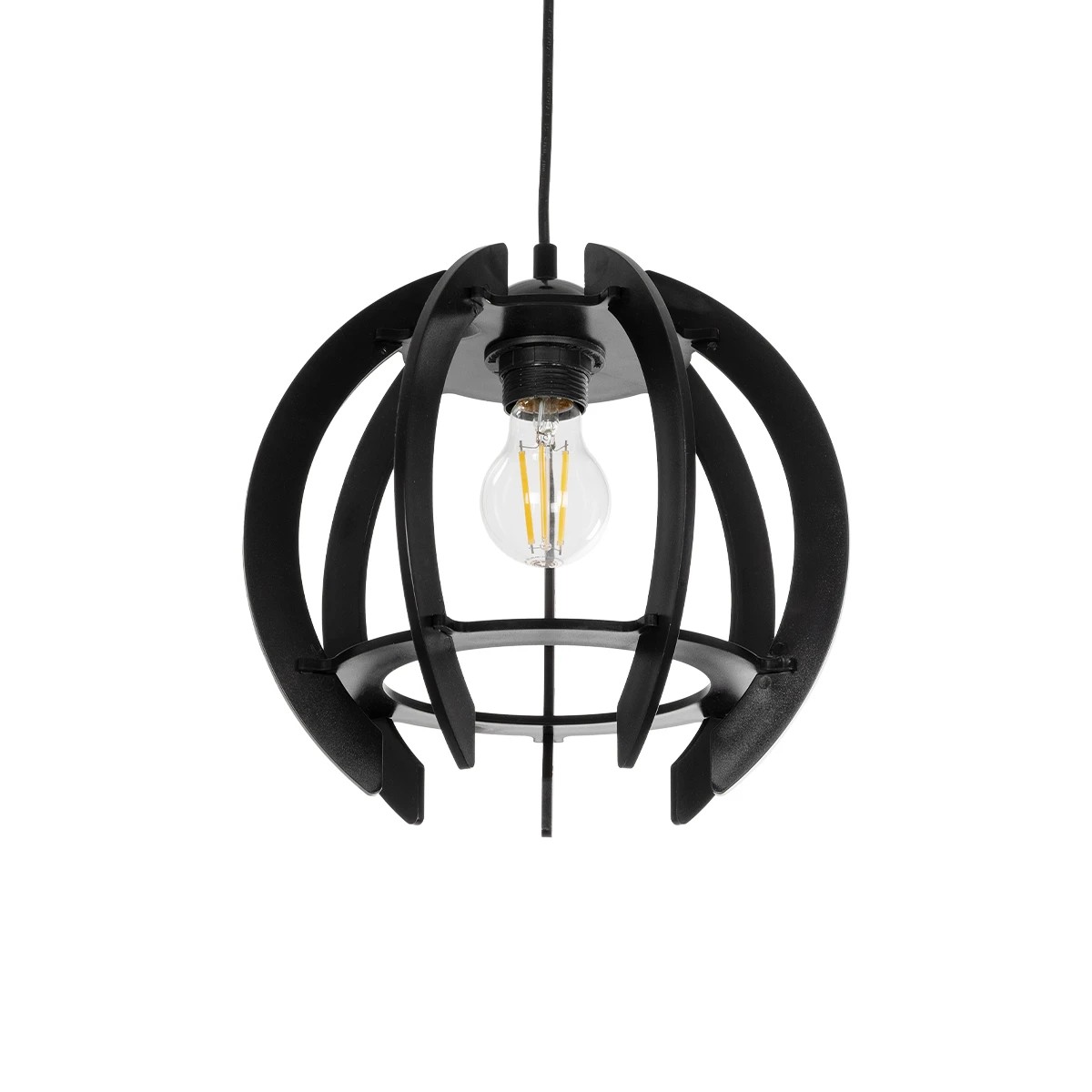GLOBOSTAR® VIVIDUS 202-0028 Μοντέρνο Κρεμαστό Φωτιστικό Οροφής με Ντουί 1 x E27 AC 220-240V IP20 - Μαύρο - Μ30 x Π30 x Υ70cm