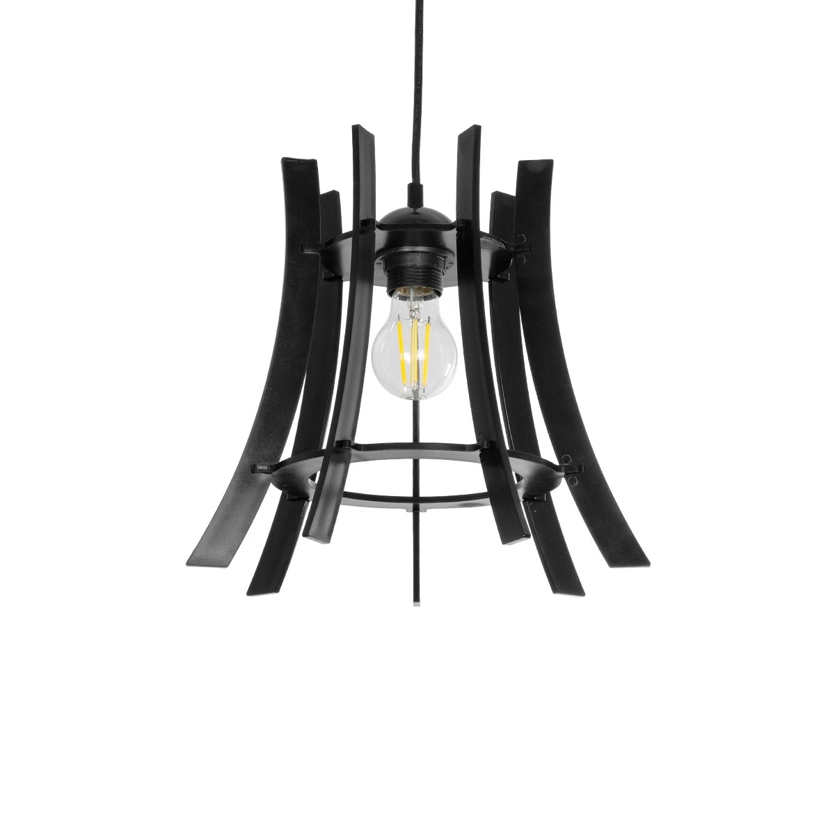 GLOBOSTAR® VIVIDUS 202-0029 Μοντέρνο Κρεμαστό Φωτιστικό Οροφής με Ντουί 1 x E27 AC 220-240V IP20 - Μαύρο - Μ30 x Π30 x Υ70cm