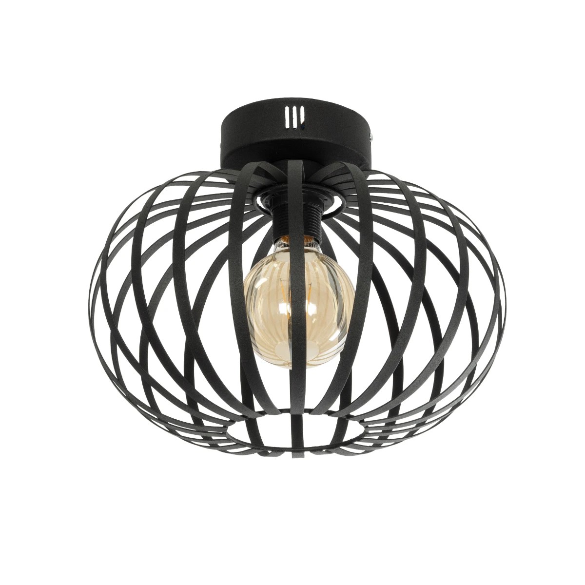 GloboStar® STAR 202-0051 Μοντέρνο Φωτιστικό Οροφής Πλέγμα Μονόφωτο 1 x E27 IP20 Μαύρο Μέταλλο - Μ40 x Π40 x Υ27cm