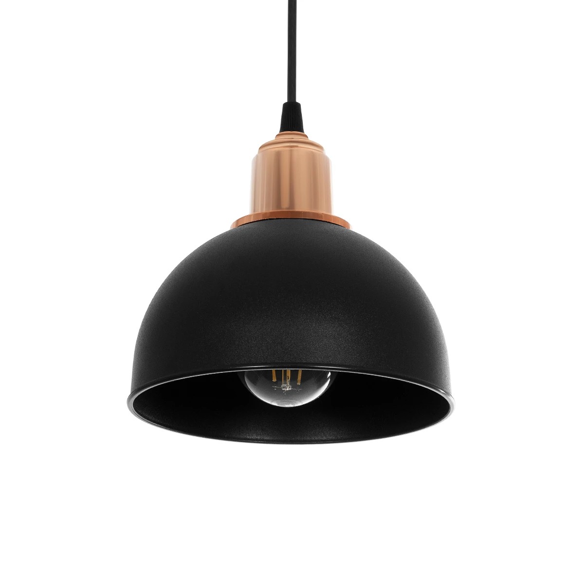 GLOBOSTAR® ΗUT 203-0145 Μοντέρνο Κρεμαστό Φωτιστικό Οροφής με Ντουί 1 x E27 AC 220-240V IP20 - Μάυρο & Χάλκινο - Μ18 x Π18 x Υ18cm