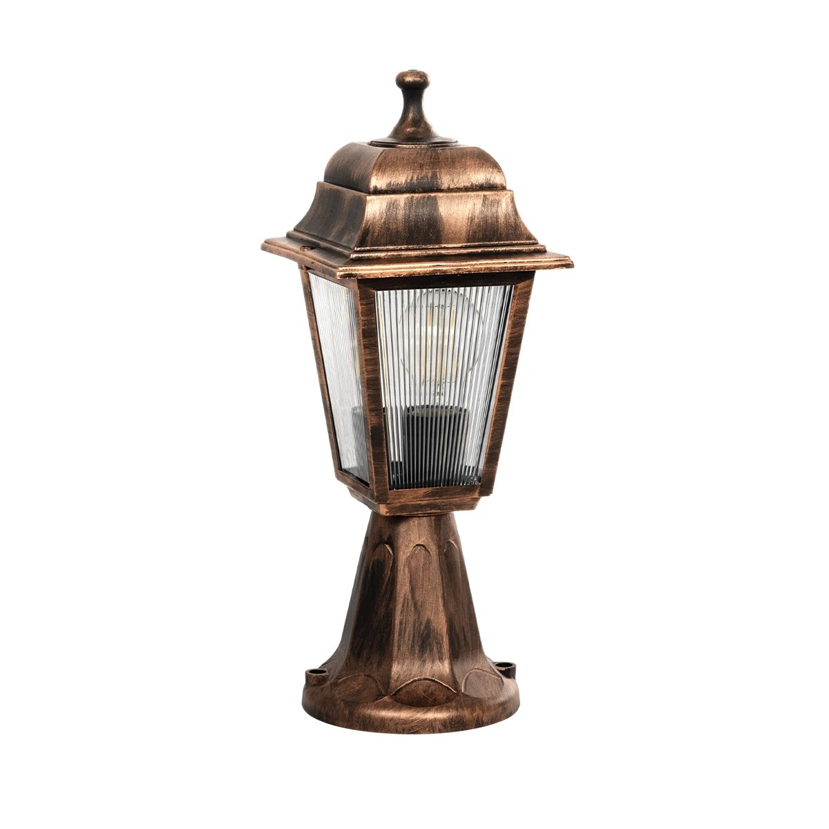 GloboStar® SOLME 203-0215 Vintage Επιδαπέδιο Φωτιστικό Φαναράκι Μονόφωτο 1 x E27 IP44 Χάλκινο & Διάφανο Πλαστικό - Μ22 x Π22 x Υ40cm GloboStar® SOLME 203-0215 Vintage Επιδαπέδιο Φωτιστικό Φαναράκι Μονόφωτο 1 x E27 IP44 Χάλκινο & Διάφανο Πλαστικό - Μ22 x Π22 x Υ40cm