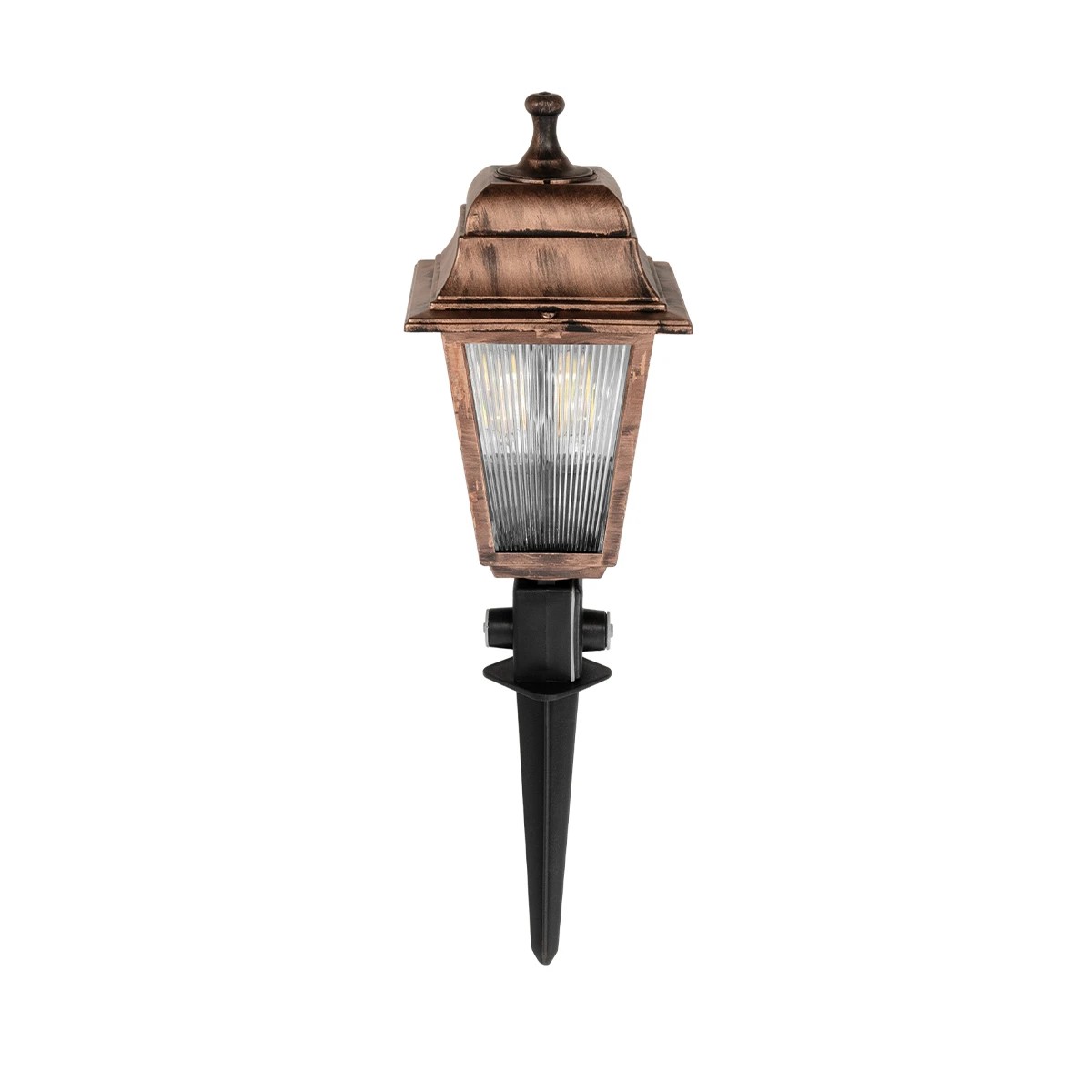GloboStar® SOLME 203-0218 Vintage Καρφωτό Φωτιστικό Φαναράκι Μονόφωτο 1 x E27 IP44 Χάλκινο & Διάφανο Πλαστικό - Μ22 x Π22 x Υ35cm