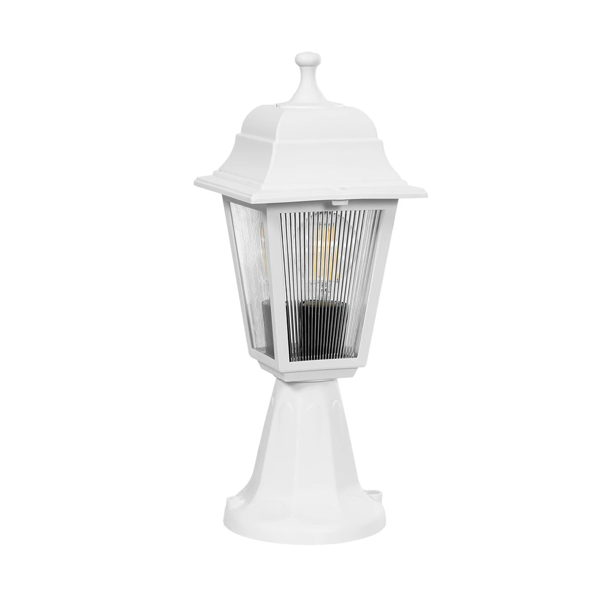 GloboStar® SOLME 203-0220 Vintage Επιδαπέδιο Φωτιστικό Φαναράκι Μονόφωτο 1 x E27 IP44 Λευκό & Διάφανο Πλαστικό - Μ22 x Π22 x Υ40cm GloboStar® SOLME 203-0220 Vintage Επιδαπέδιο Φωτιστικό Φαναράκι Μονόφωτο 1 x E27 IP44 Λευκό & Διάφανο Πλαστικό - Μ22 x Π22 x Υ40cm