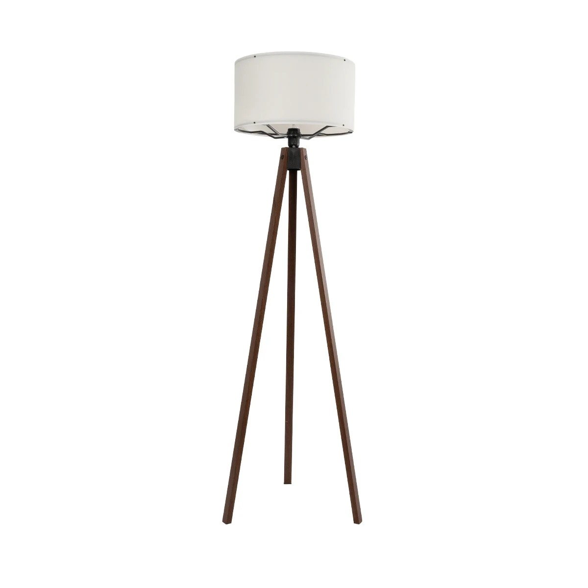 GloboStar® SAGA 204-0031 Μοντέρνο Eπιδαπέδιο Φωτιστικό Μονόφωτο 1 x E27 IP20 Καφέ Ξύλο με Μπεζ Ύφασμα - Μ38 x Π38 x Υ140cm