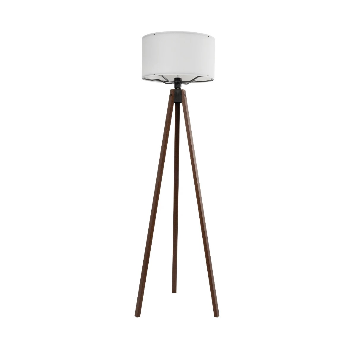 GloboStar® SAGA 204-0032 Μοντέρνο Eπιδαπέδιο Φωτιστικό Μονόφωτο 1 x E27 IP20 Καφέ Ξύλο με Λευκό Ύφασμα - Μ38 x Π38 x Υ140cm