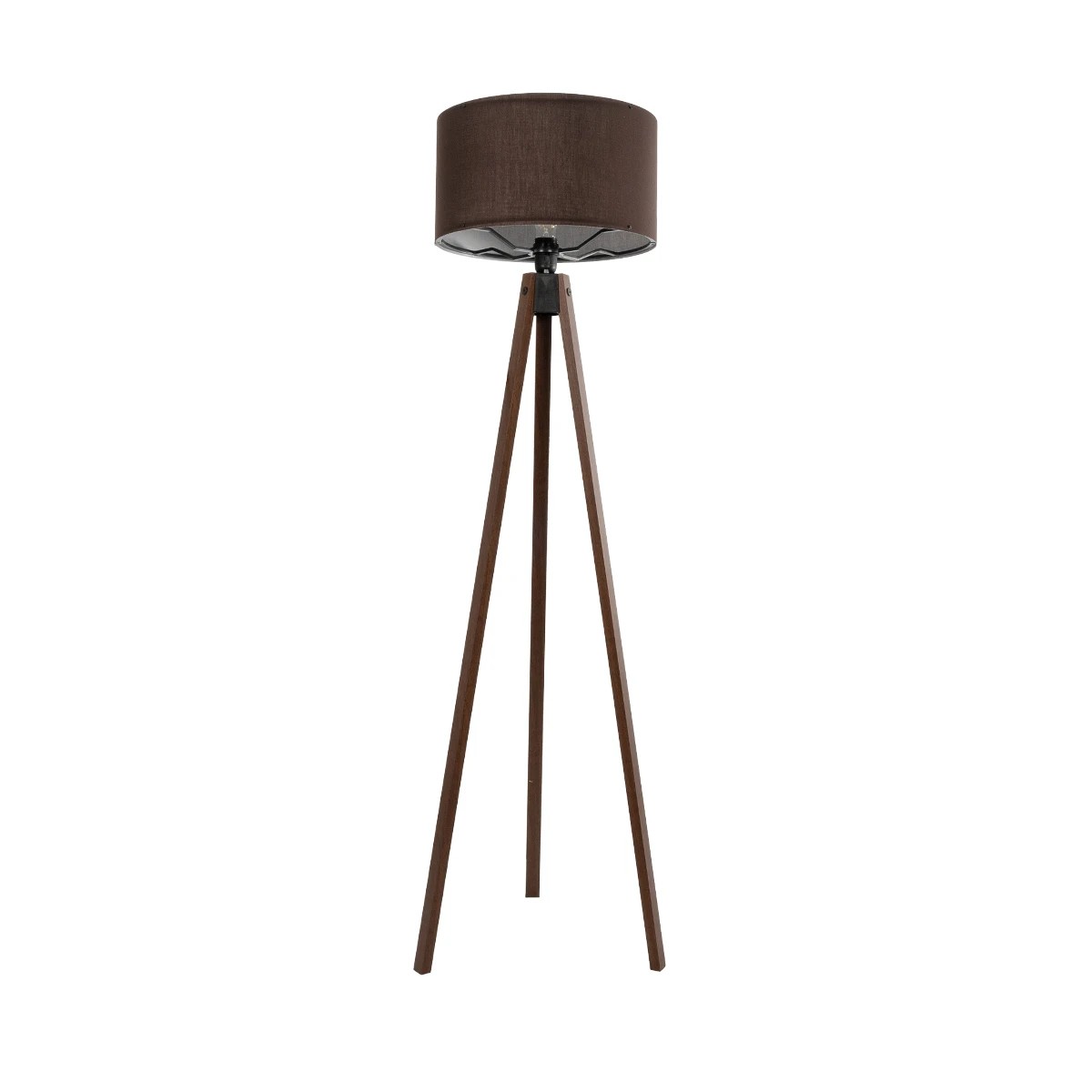 GloboStar® SAGA 204-0034 Μοντέρνο Eπιδαπέδιο Φωτιστικό Μονόφωτο 1 x E27 IP20 Καφέ Ξύλο με Καφέ Ύφασμα - Μ38 x Π38 x Υ140cm
