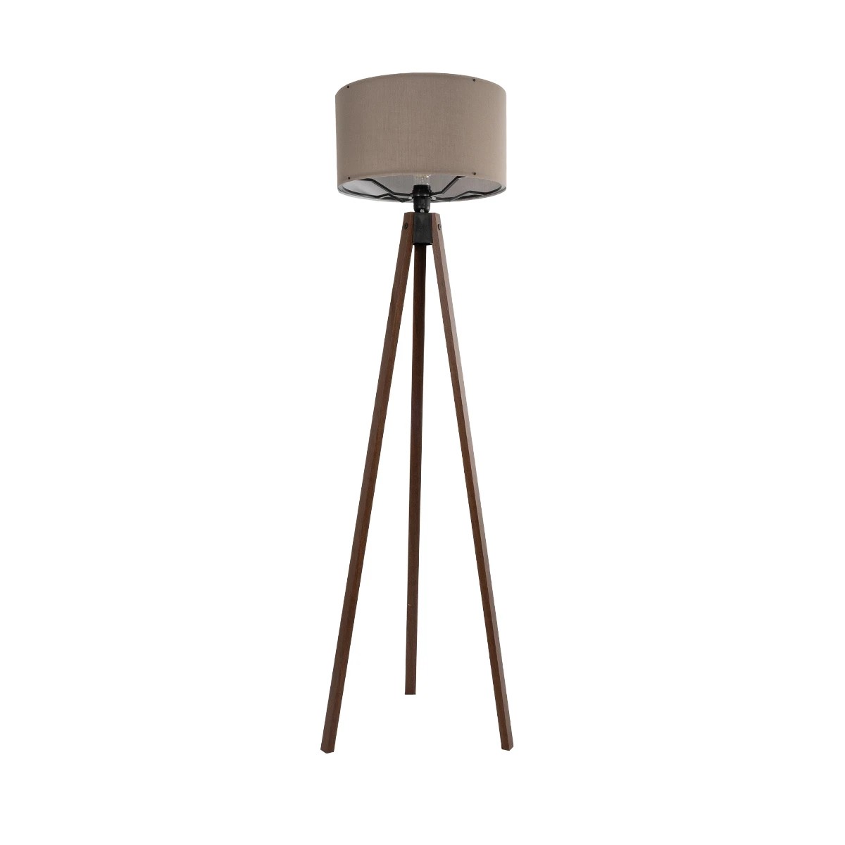 GloboStar® SAGA 204-0036 Μοντέρνο Eπιδαπέδιο Φωτιστικό Μονόφωτο 1 x E27 IP20 Καφέ Ξύλο με Γκρι Ύφασμα - Μ38 x Π38 x Υ140cm