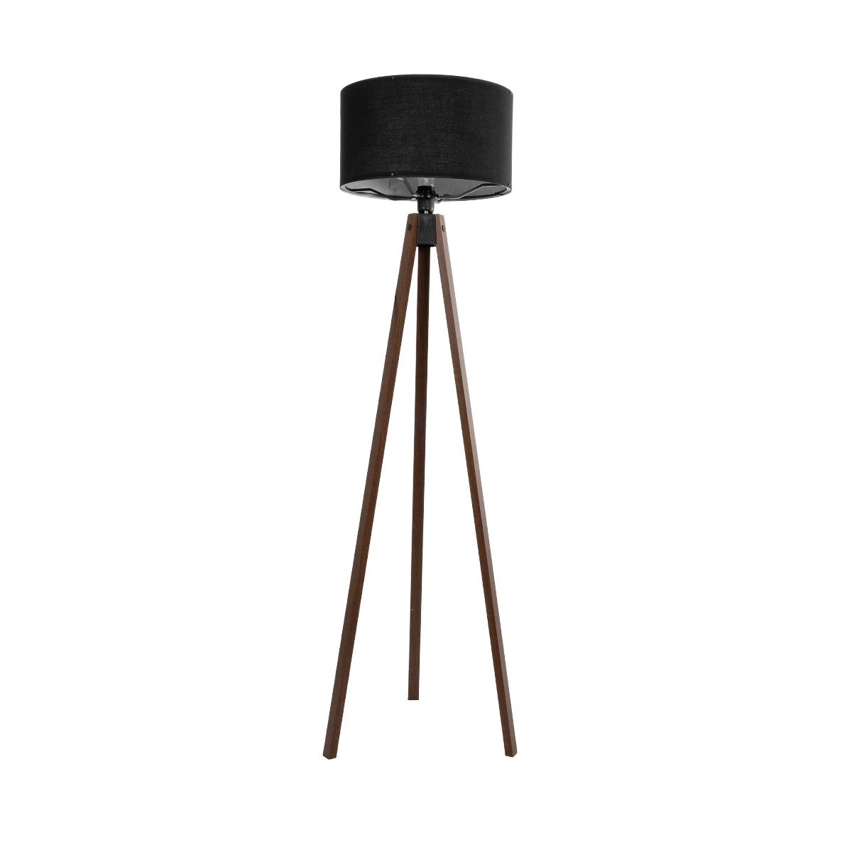 GloboStar® SAGA 204-0038 Μοντέρνο Eπιδαπέδιο Φωτιστικό Μονόφωτο 1 x E27 IP20 Καφέ Ξύλο με Μαύρο Ύφασμα - Μ38 x Π38 x Υ140cm