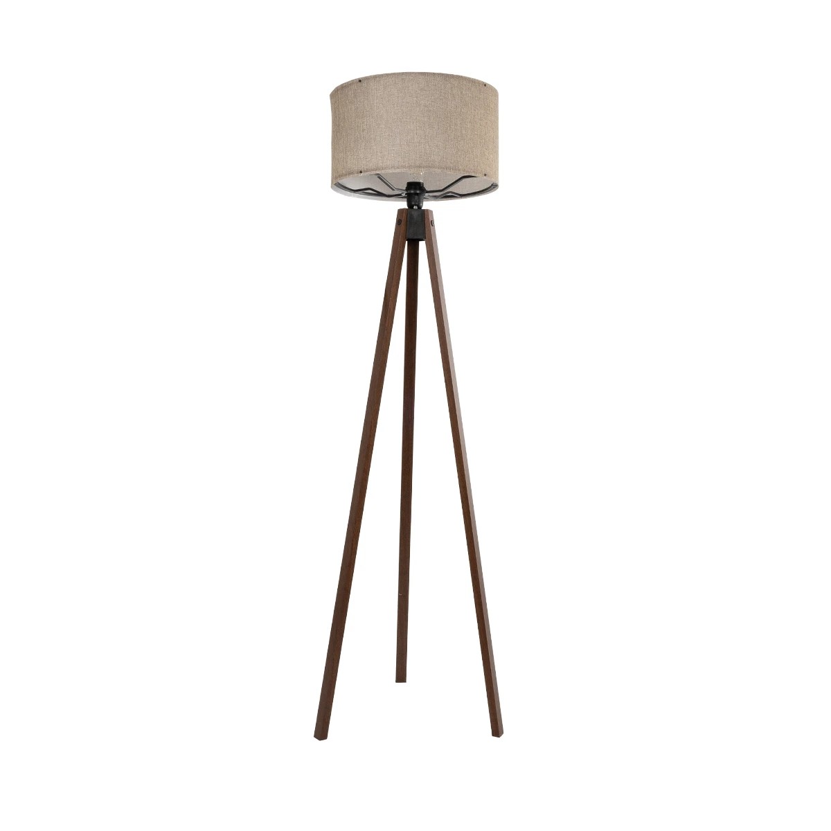GloboStar® SAGA 204-0039 Μοντέρνο Eπιδαπέδιο Φωτιστικό Μονόφωτο 1 x E27 IP20 Καφέ Ξύλο με Μπεζ Ύφασμα - Μ38 x Π38 x Υ140cm