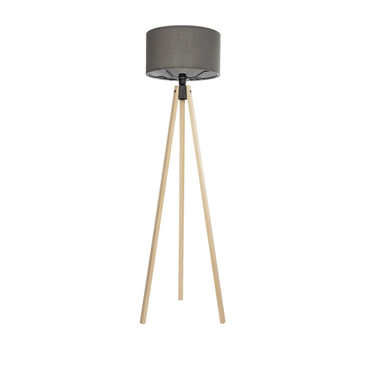 GloboStar® SAGA 204-0044 Μοντέρνο Eπιδαπέδιο Φωτιστικό Μονόφωτο 1 x E27 IP20 Μπεζ Ξύλο με Γκρι Ύφασμα - Μ38 x Π38 x Υ140cm