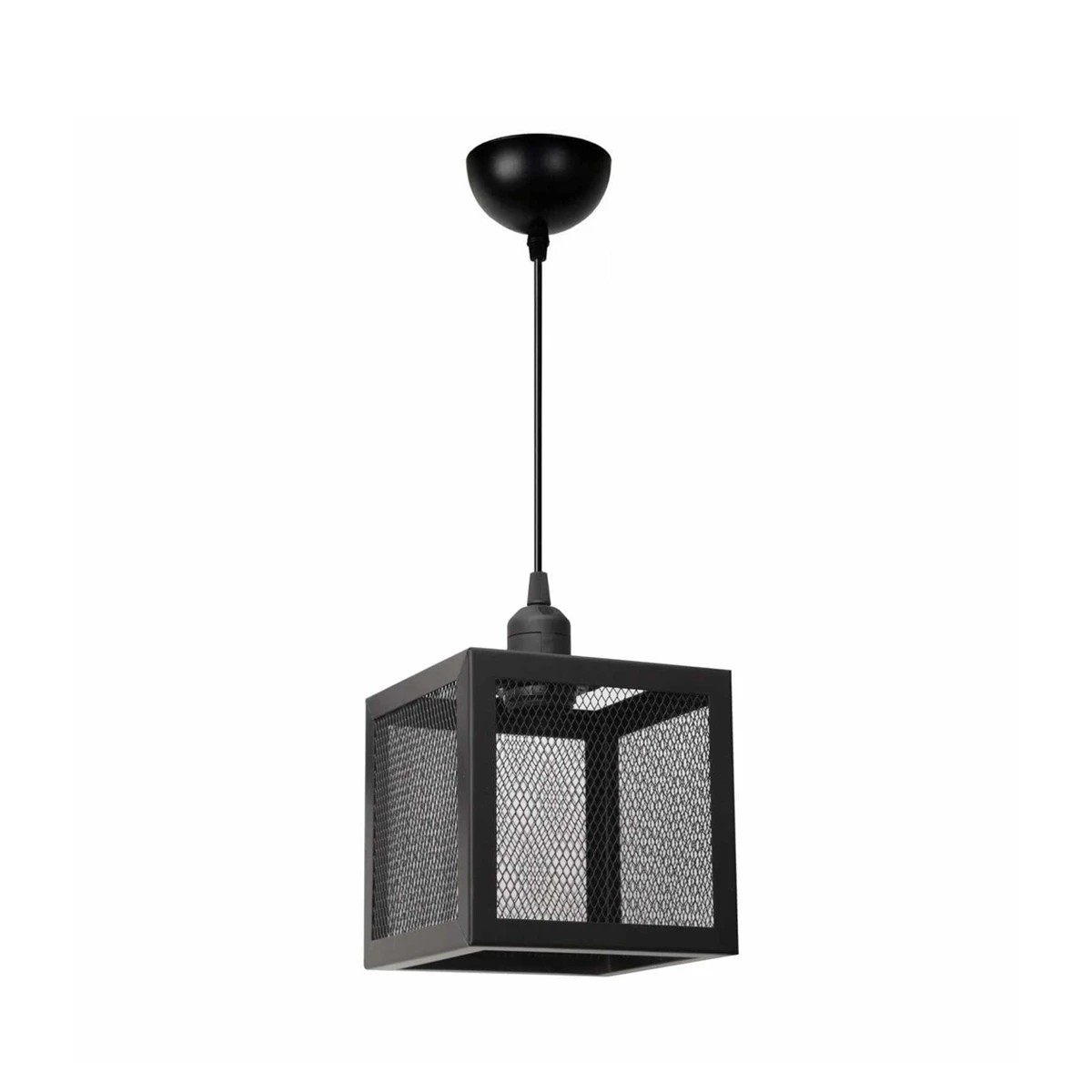 GLOBOSTAR® JAULA 204-0181 Μοντέρνο Κρεμαστό Φωτιστικό Οροφής Μονόφωτο 1 x E27 AC 220-240V IP20 Μαύρο - Μ17 x Π17 x Υ23cm