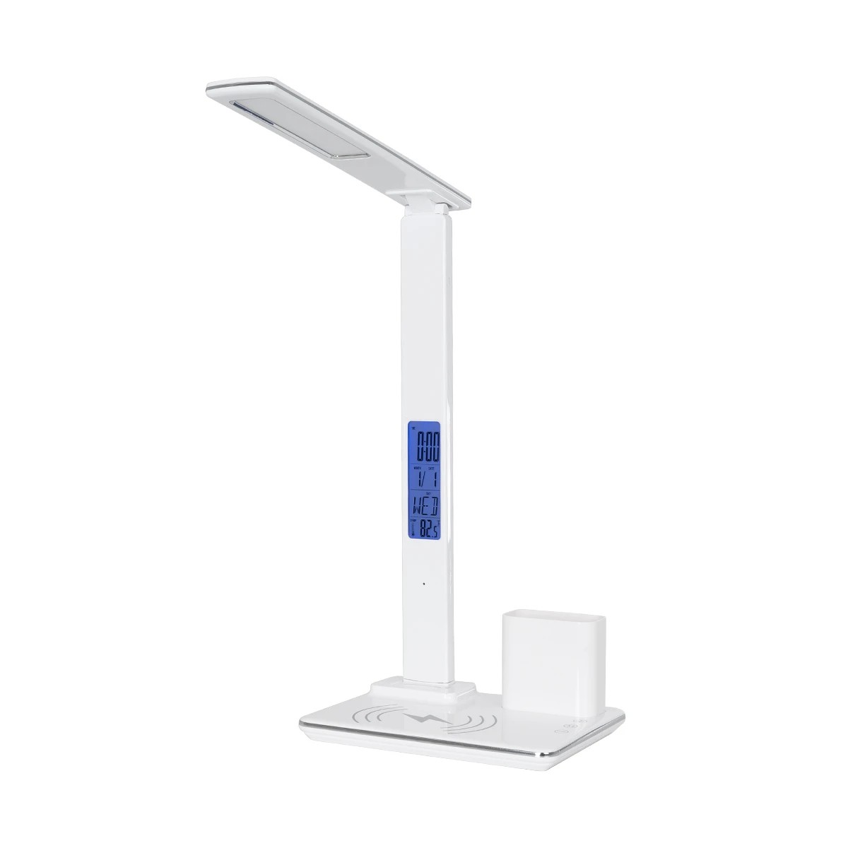 GLOBOSTAR® ZENTIME 76554 Μοντέρνο Επιτραπέζιο Φωτιστικό Γραφείου με Ασύρματη Φόρτιση 15W 3A & Ψηφιακό Ρολόι LED 3.5W 350lm 120° DC 5V με USB-C IP20 Ρυθμιζόμενο Λευκό CCT με Αφή 2700K/4500K/6000K Dimmable - Sanan SMD Chip - Μαύρο - Μ19.5 x Π14.5 x Υ38. GLOBOSTAR® ZENTIME 76554 Μοντέρνο Επιτραπέζιο Φωτιστικό Γραφείου με Ασύρματη Φόρτιση 15W 3A & Ψηφιακό Ρολόι LED 3.5W 350lm 120° DC 5V με USB-C IP20 Ρυθμιζόμενο Λευκό CCT με Αφή 2700K/4500K/6000K Dimmable - Sanan SMD Chip - Μαύρο - Μ19.5 x Π14.5 x Υ38.