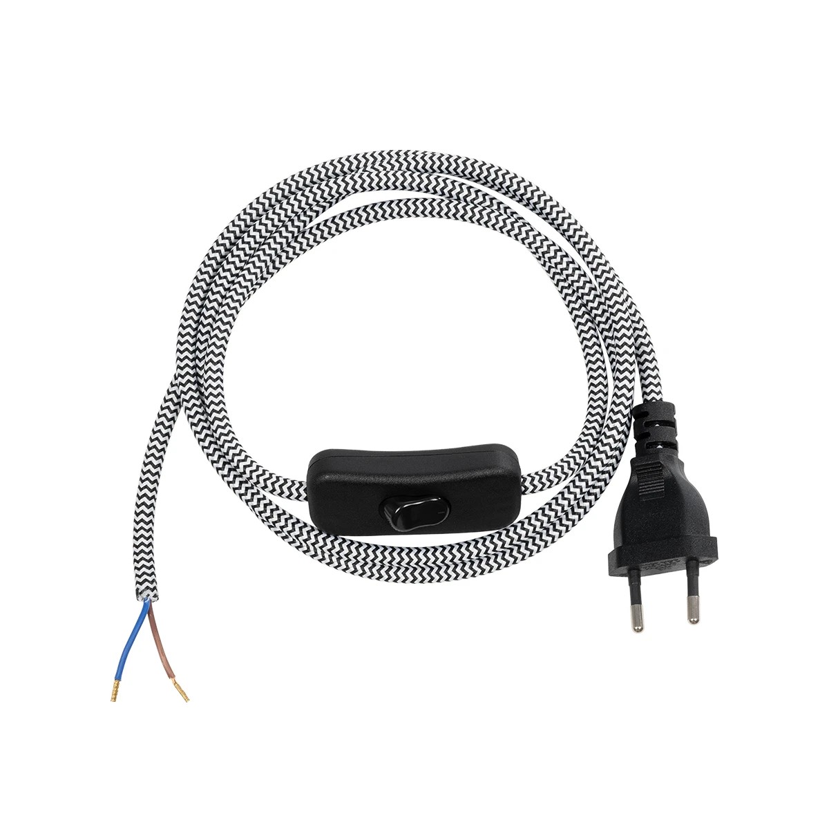 GLOBOSTAR® WHIP 77670 Μοντέρνο DIY Φωτιστικό με Υφασμάτινο Καλώδιο, Ντουί 1 x E27 & Διακόπτη On/Off AC 220-240V IP20 - Ασημί & Μαύρο - Μ140 x Π2.7 x Υ1.9cm GLOBOSTAR® WHIP 77670 Μοντέρνο DIY Φωτιστικό με Υφασμάτινο Καλώδιο, Ντουί 1 x E27 & Διακόπτη On/Off AC 220-240V IP20 - Ασημί & Μαύρο - Μ140 x Π2.7 x Υ1.9cm