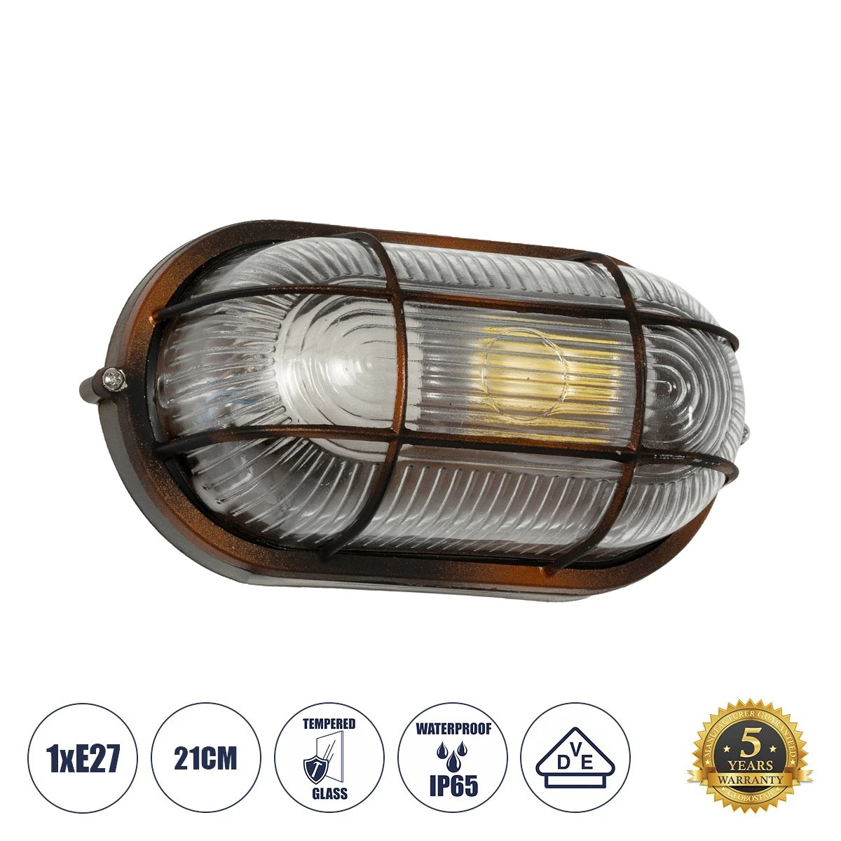 GLOBOSTAR® BOATLIGHT 61622 Vintage Φωτιστικό Καραβοχελώνα Τοίχου - Απλίκα με Ντουί 1 x E27 AC 220-240V Αδιάβροχο IP65 - Χάλκινο Παλαιωμένο Εφέ Σκουριάς Ματ - Μ21 x Π10.4 x Υ9cm GLOBOSTAR® BOATLIGHT 61622 Vintage Φωτιστικό Καραβοχελώνα Τοίχου - Απλίκα με Ντουί 1 x E27 AC 220-240V Αδιάβροχο IP65 - Χάλκινο Παλαιωμένο Εφέ Σκουριάς Ματ - Μ21 x Π10.4 x Υ9cm