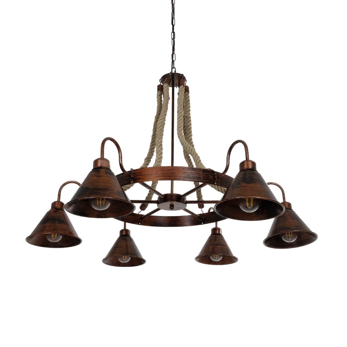 GLOBOSTAR® CAMELOT 10001191 Vintage Κρεμαστό Φωτιστικό Οροφής με Ντουί 6 x E27 AC 220-240V IP20 - Χάλκινο & Μπεζ - Μ95 x Π95 x Υ65cm GLOBOSTAR® CAMELOT 10001191 Vintage Κρεμαστό Φωτιστικό Οροφής με Ντουί 6 x E27 AC 220-240V IP20 - Χάλκινο & Μπεζ - Μ95 x Π95 x Υ65cm