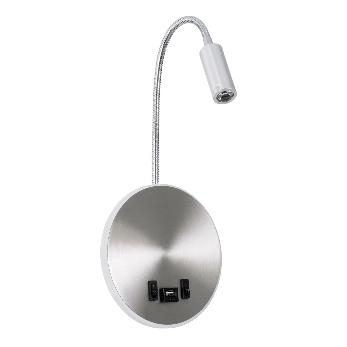 GLOBOSTAR® GOOSE 60884 Μοντέρνο Φωτιστικό Τοίχου - Απλίκα Ξενοδοχείου Reading Light με Φορτιστή USB 3A LED 6W 600lm 36° & 360° AC 220-240V IP20 Φυσικό Λευκό 4500K - CREE XPE & Lumileds SMD Chip & TÜV SÜD Driver - Νίκελ Βούρτσας - Μ15.5 x Π15 x GLOBOSTAR® GOOSE 60884 Μοντέρνο Φωτιστικό Τοίχου - Απλίκα Ξενοδοχείου Reading Light με Φορτιστή USB 3A LED 6W 600lm 36° & 360° AC 220-240V IP20 Φυσικό Λευκό 4500K - CREE XPE & Lumileds SMD Chip & TÜV SÜD Driver - Νίκελ Βούρτσας - Μ15.5 x Π15 x
