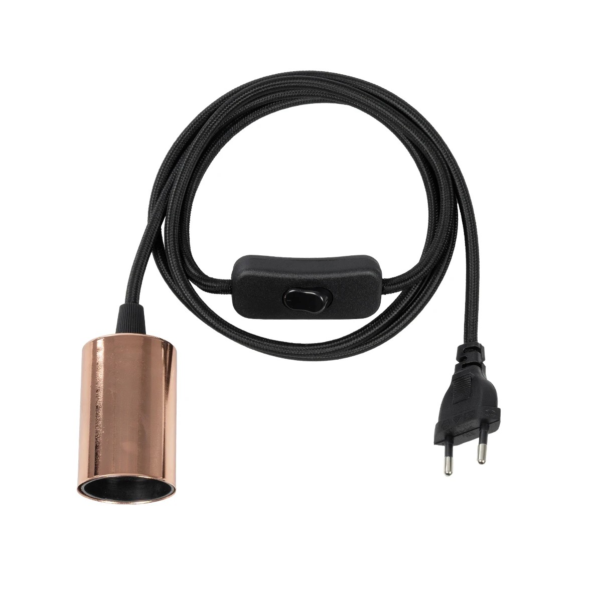 GLOBOSTAR® WHIP 77665 Μοντέρνο DIY Φωτιστικό με Υφασμάτινο Καλώδιο, Ντουί 1 x E27, Διακόπτη On/Off & Πρίζα AC 220-240V IP20 - Μαύρο & Ροζ Χρυσό - Μ150 x Π4 x Υ4cm GLOBOSTAR® WHIP 77665 Μοντέρνο DIY Φωτιστικό με Υφασμάτινο Καλώδιο, Ντουί 1 x E27, Διακόπτη On/Off & Πρίζα AC 220-240V IP20 - Μαύρο & Ροζ Χρυσό - Μ150 x Π4 x Υ4cm