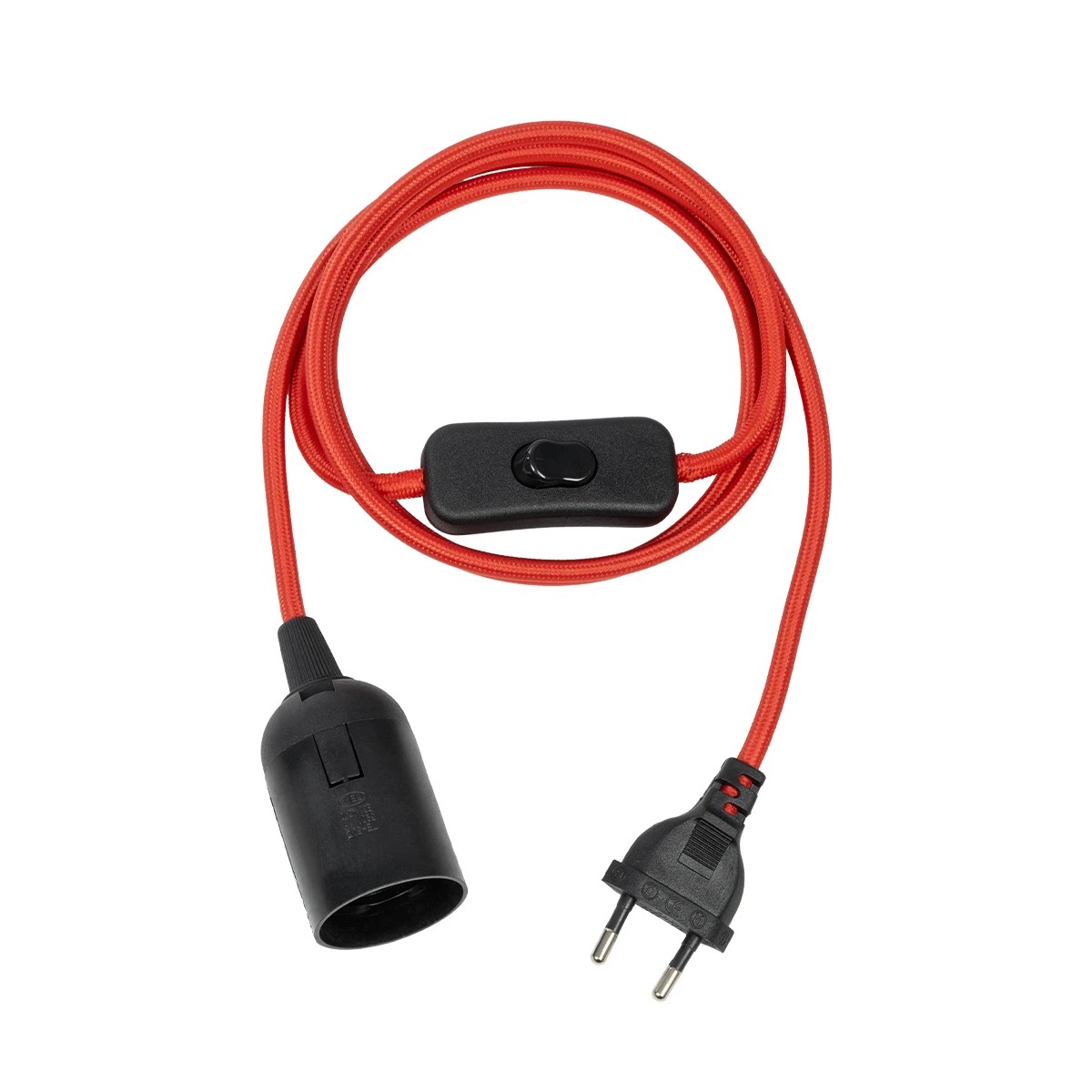 GLOBOSTAR® WHIP 77666 Μοντέρνο DIY Φωτιστικό με Υφασμάτινο Καλώδιο, Ντουί 1 x E27, Διακόπτη On/Off & Πρίζα AC 220-240V IP20 - Κόκκινο & Μαύρο - Μ150 x Π4 x Υ4cm GLOBOSTAR® WHIP 77666 Μοντέρνο DIY Φωτιστικό με Υφασμάτινο Καλώδιο, Ντουί 1 x E27, Διακόπτη On/Off & Πρίζα AC 220-240V IP20 - Κόκκινο & Μαύρο - Μ150 x Π4 x Υ4cm