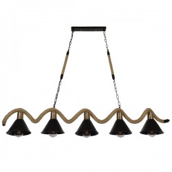 GLOBOSTAR® TYMEN 01190 Vintage Κρεμαστό Φωτιστικό Οροφής με Ντουί 5 x E27 AC 220-240V IP20 - Μαύρο & Μπεζ - Μ150 x Π22 x Υ23cm GLOBOSTAR® TYMEN 01190 Vintage Κρεμαστό Φωτιστικό Οροφής με Ντουί 5 x E27 AC 220-240V IP20 - Μαύρο & Μπεζ - Μ150 x Π22 x Υ23cm