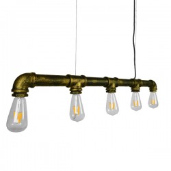 GLOBOSTAR® CANAL 01669 Vintage Κρεμαστό Φωτιστικό Οροφής με Ντουί 5 x E27 AC 220-240V IP20 - Μπρούτζινο - Μ92 x Π5 x Y8cm GLOBOSTAR® CANAL 01669 Vintage Κρεμαστό Φωτιστικό Οροφής με Ντουί 5 x E27 AC 220-240V IP20 - Μπρούτζινο - Μ92 x Π5 x Y8cm