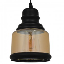 GLOBOSTAR® OLIVER 01506 Vintage Κρεμαστό Φωτιστικό Οροφής με Ντουί 1 x E27 AC 220-240V IP20 - Μελί & Μαύρο - Μ15 x Π15 x Υ21.5cm GLOBOSTAR® OLIVER 01506 Vintage Κρεμαστό Φωτιστικό Οροφής με Ντουί 1 x E27 AC 220-240V IP20 - Μελί & Μαύρο - Μ15 x Π15 x Υ21.5cm