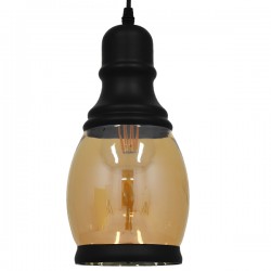 GLOBOSTAR® OLIVER 01507 Vintage Κρεμαστό Φωτιστικό Οροφής με Ντουί 1 x E27 AC 220-240V IP20 - Μελί & Μαύρο - Μ14 x Π14 x Υ30cm GLOBOSTAR® OLIVER 01507 Vintage Κρεμαστό Φωτιστικό Οροφής με Ντουί 1 x E27 AC 220-240V IP20 - Μελί & Μαύρο - Μ14 x Π14 x Υ30cm