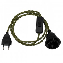 GLOBOSTAR® WHIP 91031 Μοντέρνο DIY Φωτιστικό με Πλεκτό Καλώδιο, Ντουί 1 x E27, Διακόπτη On/Off & Πρίζα AC 220-240V IP20 - Χακί & Μαύρο - Μ150 x Π5.8 x Υ5.8cm GLOBOSTAR® WHIP 91031 Μοντέρνο DIY Φωτιστικό με Πλεκτό Καλώδιο, Ντουί 1 x E27, Διακόπτη On/Off & Πρίζα AC 220-240V IP20 - Χακί & Μαύρο - Μ150 x Π5.8 x Υ5.8cm