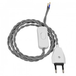 GLOBOSTAR® WHIP 91035 Μοντέρνο DIY Πλεκτό Καλώδιο με Διακόπτη On/Off AC 220-240V IP20 - Γκρι & Λευκό - Μ150 x Π2.7 x Υ1.9cm GLOBOSTAR® WHIP 91035 Μοντέρνο DIY Πλεκτό Καλώδιο με Διακόπτη On/Off AC 220-240V IP20 - Γκρι & Λευκό - Μ150 x Π2.7 x Υ1.9cm