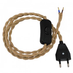 GLOBOSTAR® WHIP 91037 Μοντέρνο DIY Πλεκτό Καλώδιο με Διακόπτη On/Off AC 220-240V IP20 - Ανοιχτό Καφέ & Μαύρο - Μ150 x Π2.7 x Υ1.9cm GLOBOSTAR® WHIP 91037 Μοντέρνο DIY Πλεκτό Καλώδιο με Διακόπτη On/Off AC 220-240V IP20 - Ανοιχτό Καφέ & Μαύρο - Μ150 x Π2.7 x Υ1.9cm