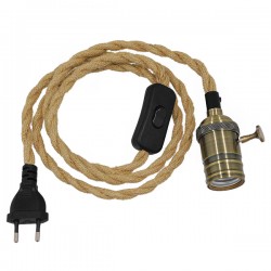 GLOBOSTAR® WHIP 91041 Μοντέρνο DIY Φωτιστικό με Πλεκτό Καλώδιο, Ντουί 1 x E27, Διακόπτη On/Off & Πρίζα AC 220-240V IP20 - Μπεζ & Μπρούτζινο - Μ150 x Π5.8 x Υ5.8cm GLOBOSTAR® WHIP 91041 Μοντέρνο DIY Φωτιστικό με Πλεκτό Καλώδιο, Ντουί 1 x E27, Διακόπτη On/Off & Πρίζα AC 220-240V IP20 - Μπεζ & Μπρούτζινο - Μ150 x Π5.8 x Υ5.8cm