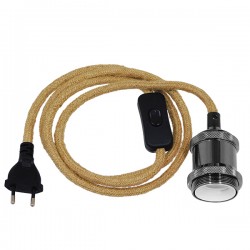 GLOBOSTAR® WHIP 91042 Μοντέρνο DIY Φωτιστικό με Υφασμάτινο Καλώδιο, Ντουί 1 x E27, Διακόπτη On/Off & Πρίζα AC 220-240V IP20 - Μπεζ & Μαύρο Νίκελ - Μ150 x Π4 x Υ4cm GLOBOSTAR® WHIP 91042 Μοντέρνο DIY Φωτιστικό με Υφασμάτινο Καλώδιο, Ντουί 1 x E27, Διακόπτη On/Off & Πρίζα AC 220-240V IP20 - Μπεζ & Μαύρο Νίκελ - Μ150 x Π4 x Υ4cm